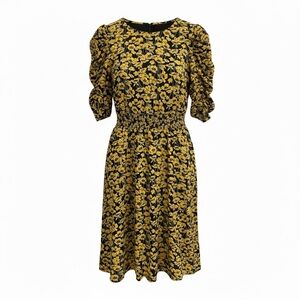 Who What Wear Floral Ruched 3/4 Sleeve Midi Dress Medium